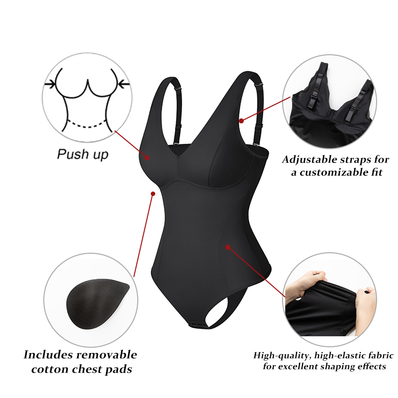 Women Sexy V Neck Corset Built - Shapewear Bodysuit Firm 评论和价格