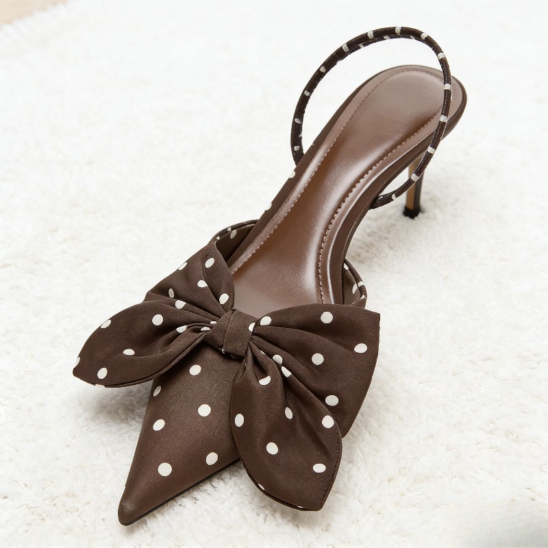 Brown Polka Dot Butterfly Knot - Slip Dress Satin 评论和价格